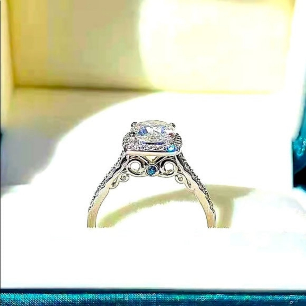 Solid 10k gold 2ct cushion moissanite ring